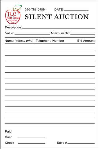 2 Part NCR Custom Silent Auction Forms
