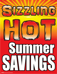 Vinyl Window Sign: Sizzling Hot Summer Savings