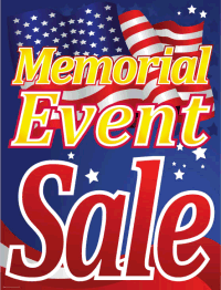 Vinyl Window Sign: Memorial Event Sale