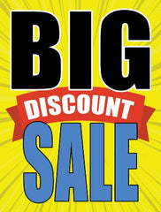 Plastic Window Sign: Big Discount Sale (Yellow)