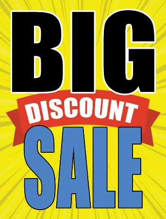 Vinyl Window Sign: Big Discount Sale (Yellow)
