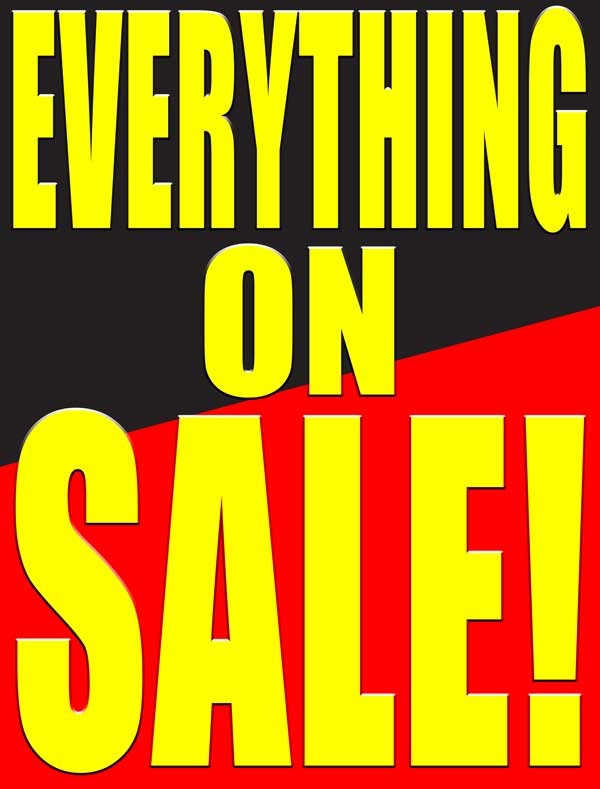 Plastic Window Sign: Everything On Sale