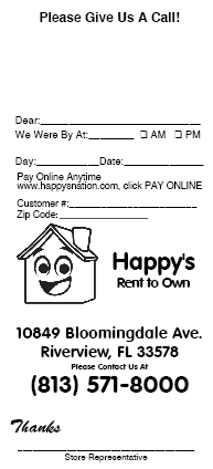 Happy's Rent To Own Door Hangers No Tab 500ct