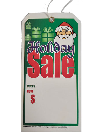 String Tags (Pk of 100):  Holiday Sale Santa