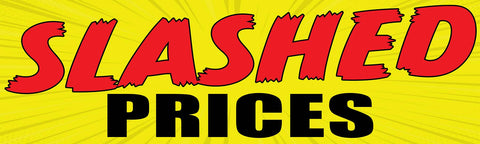 Giant Outdoor Banner: Slashed Prices (Yellow)