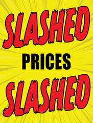 Plastic Window Sign: Slashed Prices (Yellow)