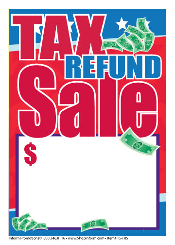 Sale Tags (pk of 100): Tax Refund Sale 3