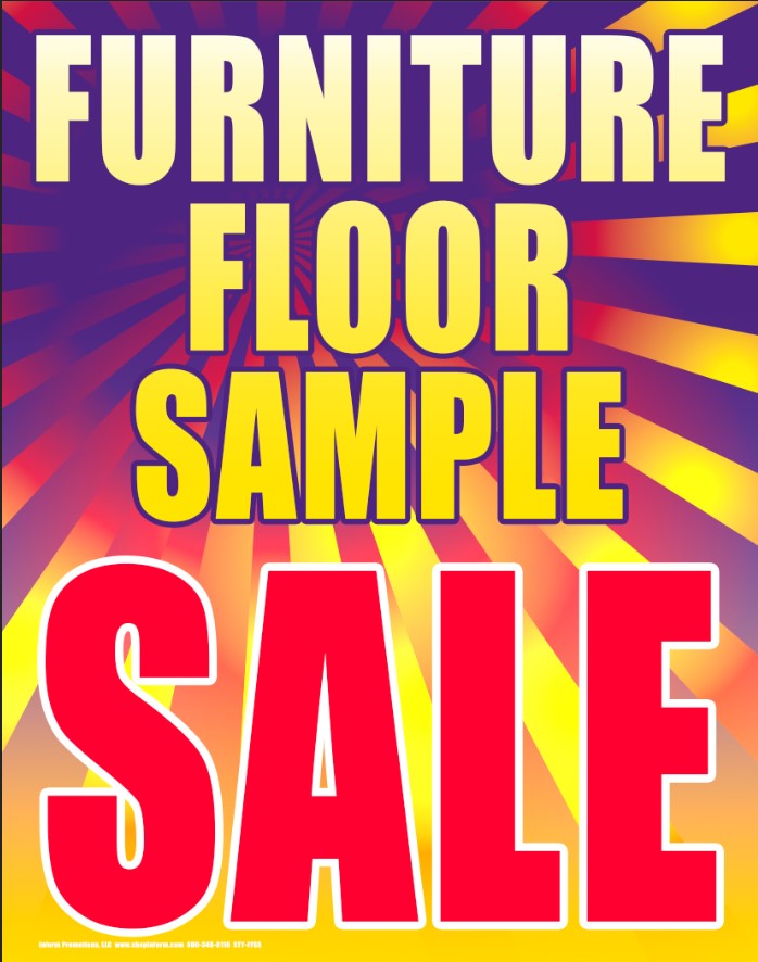 Floor Sample Sign Vinyl Window Sign: Furniture Floor Sample Sale – Inform Promotions