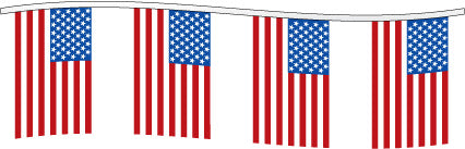 60FT Pennant String: USA Flag Pennants