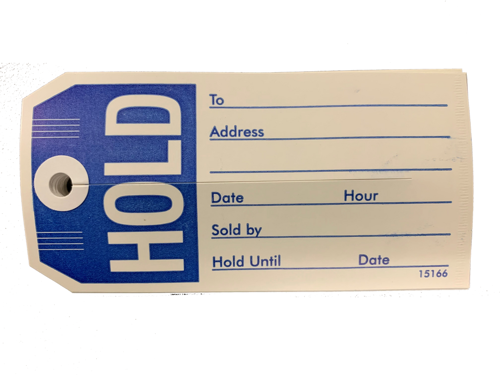 HOLD Description Tag: (Pack of 100) White/Blue – Inform Promotions