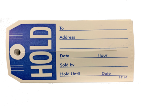 HOLD Description Tag: (Pack of 100) White/Blue