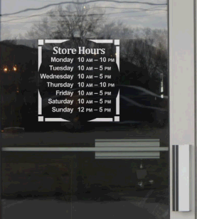 Custom E-Z STICK Hours Signs