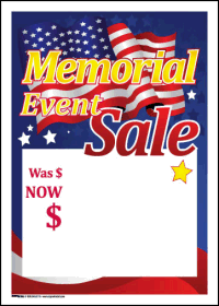 Sale Tags (PK of 100): Memorial Event Sale