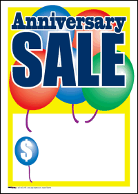 Sale Tags (Pk of 100): Anniversary Sale (Balloons)
