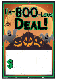 Sale Tags (Pk of 100): Fa-BOO-Lous Deal! (Halloween)