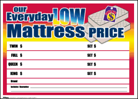Sale Tags (PK of 100): Our Everyday Low Mattress Price (Horizontal)