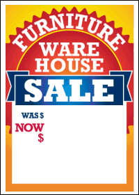 Sale Tags (PK of 100): Furniture Warehouse Sale
