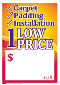 Sale Tags (PK of 100): CPT Padding Installation 1 Low Price
