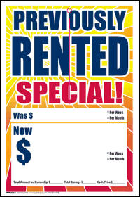 Sale Tags (PK of 100): Previously Rented Special