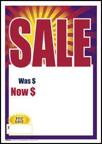 Sale Tags (Pk of 100): SALE (Was-Now-You Save)