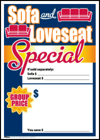 Sale Tags (Pk of 100): Sofa and Loveseat Special