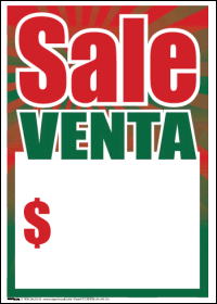 Sale Tags (Pk of 100): Sale/Venta (Sale in Spanish)