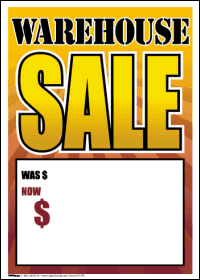 Sale Tags (PK of 100): Warehouse Sale
