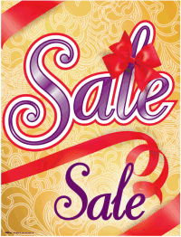 Plastic Window Signs: Sale (Holiday Bows)