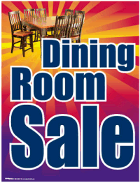 Plastic Window Sign: Dining Room Sale