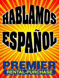 Plastic Window Sign: Hablamos Espanol w/Premier Logo