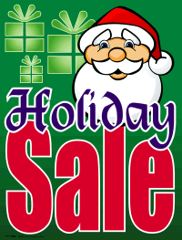 Plastic Window Sign: Holiday Sale (Santa)