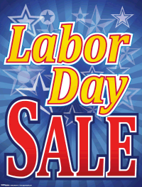 Plastic Window Sign: Labor Day Sale