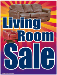 Vinyl Window Sign: Living Room Sale