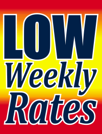Plastic Window Sign: Low Weekly Rates