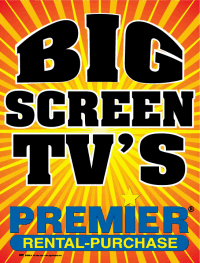 Vinyl Window Sign: Big Screen TV's W/Premier Logo