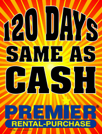 Window Sign: 120 DAYS SAC With Premier Logo