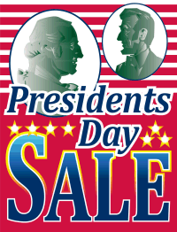 Plastic Window Sign: Presidents Day Sale