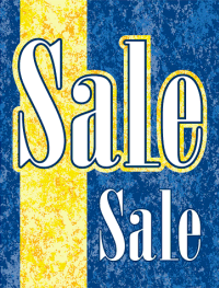Plastic Window Sign: Sale (Blue/Yellow)