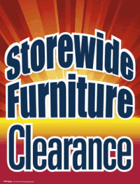 Plastic Window Sign: Storewide Furniture Clearance