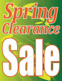 Spring Clearance Sale Sign | Plastic Window Sign