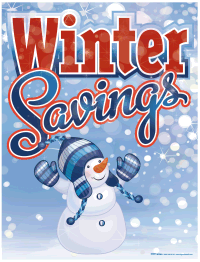 Plastic Window Sign: Winter Savings