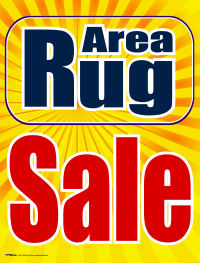 Vinyl Window Sign: Area Rug Sale (Yellow Burst)