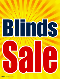Plastic Window Sign: Blinds Sale (BURST)