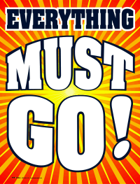 Plastic Window Sign: Everything Must Go (Burst)