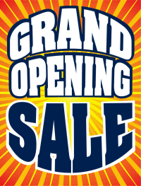 Plastic Window Sign: Grand Opening Sale (Orange Burst)