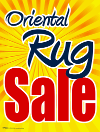 Plastic Window Sign: Oriental Rug Sale (Yellow Burst)