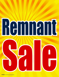 Plastic Window Sign: Remnant Sale on Yellow Burst