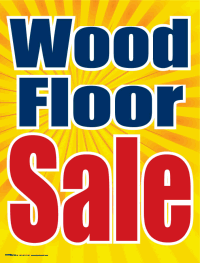 Plastic Window Sign: Wood Floor Sale (Yellow Burst)