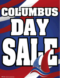 Plastic Window Sign: Columbus Day Sale