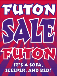 Vinyl Window Sign: Futon Sale
